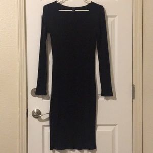 Forever 21 Black Long Sleeve Midi Dress